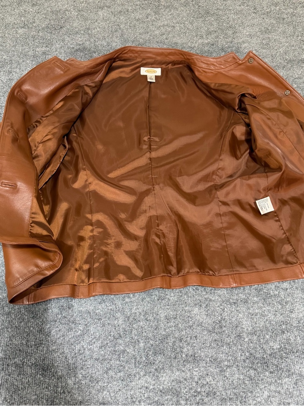 Talbots Chestnut Brown Leather Button-Front Jacket - Picture 8 of 10